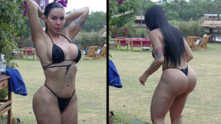 Tamires Assis en la granja 17 tomando un baño de bikini